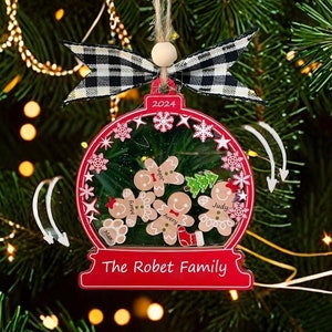 Cool Gingerbread with Christmas Family Ornament 2024,  Cookie Ornamen,Family Shaker Ornament, Gingerbread Family Christmas Ornament,,