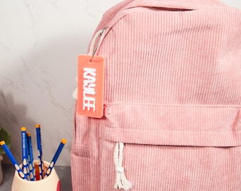 Personalized Acrylic Name Tag: Custom Backpack Keychain, Back to School