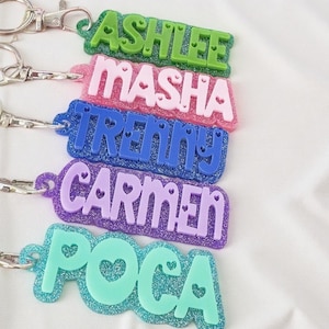 Glitter Name Keychain | Glitter Backpack Tag | Name Keychain | Personalized Name Tag | Acrylic Name Tag | Backpack Name Tag | Acrylic Name