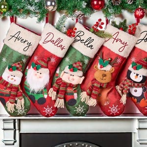 Gepersonaliseerde kerstsok Kerst Familiesok Monogram 3D-kerstsok Kerstcadeaus Kerstdecor