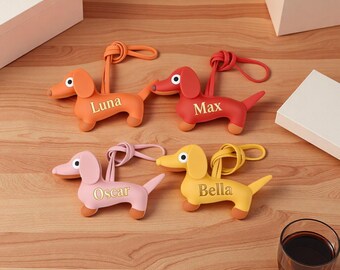 Personalisierte Dackel Schlüsselbund, benutzerdefinierte Name Initial Schlüsselanhänger, Hunde-Liebhaber-Geschenk für Geburtstag Thanksgiving Weihnachtsgeschenk, kundenspezifische Name Schlüsselbund