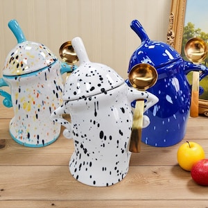 Handmade Ceramic Canister: Vibrant Crystal Glaze Kitchen Decor