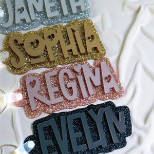Name Keychain, Backpack Name Tags, Diaper Bag Tag, Personalized Name Plate, Custom Acrylic Key Chain, School Bag Name Tag, Bog Bag Tag