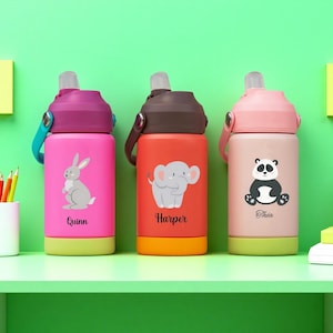 Personalized Kids Water Bottle: Stainless Steel Travel Tumbler, Spill-Proof