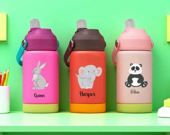 Personalized Kids Water Bottle: Stainless Steel Travel Tumbler, Spill-Proof