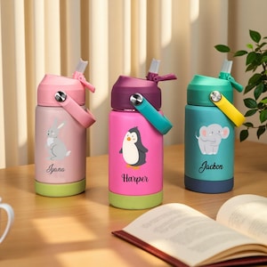 Personalized Kids Water Bottle: Stainless Steel Tumbler, Spill-Proof