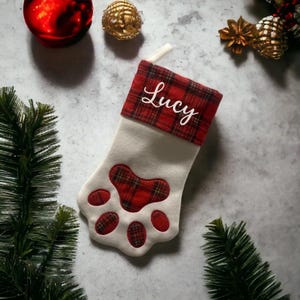 Aangepaste kerstsokken voor huisdieren met naam, huisdierensokken, kerstsokken voor hond en kat, kerstversiering pootafdruk