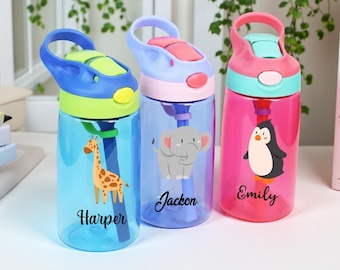 Borraccia personalizzata per bambini: bicchiere in Tritan da 500 ml con nome personalizzato, regalo per il ritorno a scuola, regalo scolastico per bambini, borraccia per bambini