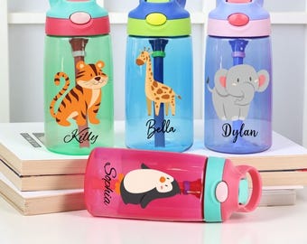 Borraccia personalizzata per bambini: bicchiere in Tritan da 500 ml con nome personalizzato, regalo per il ritorno a scuola, regalo scolastico per bambini, borraccia per bambini