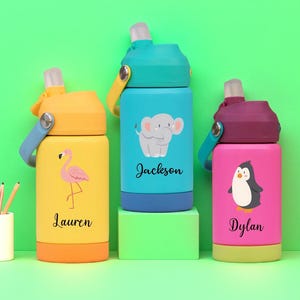Personalized Disney Water Bottle, Kids Cup, Custom Animal Water Bottle,First Family  Trip,UV Printing Name,Back to school,Christmas Gift
