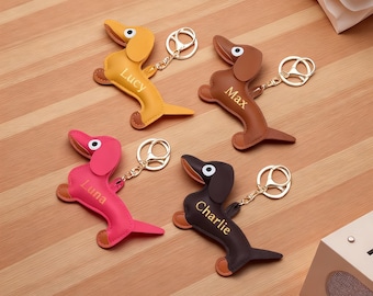 Personalisierte Dackel Schlüsselbund, benutzerdefinierte Name Initial Schlüsselanhänger, Hunde-Liebhaber-Geschenk für Geburtstag Thanksgiving Weihnachtsgeschenk, kundenspezifische Name Schlüsselbund