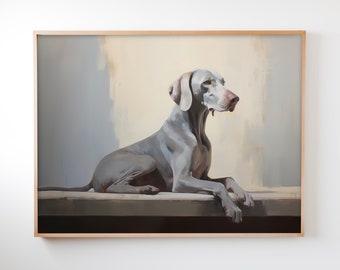 Weimaraner Dog Portrait, Subtle Color Minimalist Art (Digital Download)