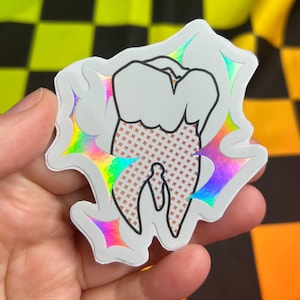 Sticker holographique dentaire, Arc en ciel, Dents, Molaire, Cool