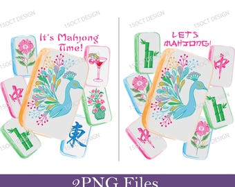 Mahjong Tile Watercolor Clipart: Bird Bam Queen Digital Download, Hand Drawn Mahjong PNG