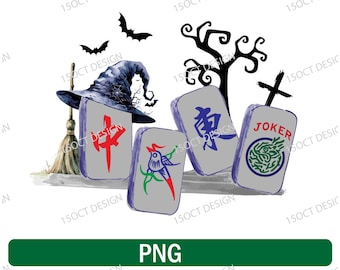 Halloween Mahjong Clipart: Witch Design (Digital Download PNG Files)