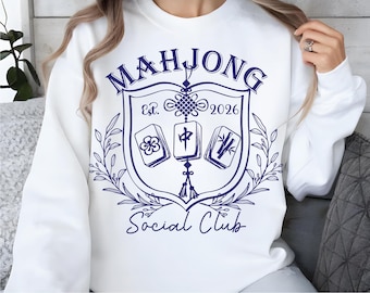 Mahjong Social Club SVG PNG , Vintage Mahjong Tiles Art, Game Night Craft Supplies(6Files)