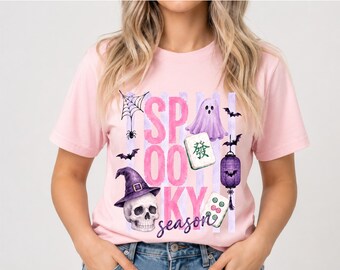 Halloween Ghost Clipart for Mahjong Lovers, Watercolor Spooky Season Sublimation Design, Digital Download