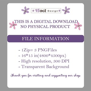 Puede incluir: Una tarjeta de informaci&oacute;n de producto de descarga digital con fondo blanco y detalles morados. La tarjeta incluye el texto "THIS IS A DIGITAL DOWNLOAD NO PHYSICAL PRODUCT" y detalles del archivo, incluido el tama&ntilde;o (40.6x38.1 cm) y la resoluci&oacute;n.