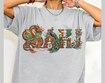 MAHJ Mahjong Chinoiserie PNG | Dragon Peacock Typography | Mahjong Lover Gift | Asian Inspired Digital Download