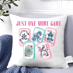 Chinoiserie Watercolor Mahjong Tiles Clipart | Vintage Green Pink Watercolor PNG (Digital Download) image 11