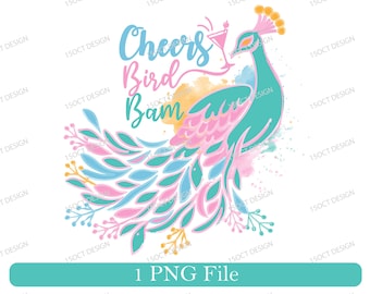 Peacock Mahjong Tile Watercolor: Cheers Bird Bam PNG,peacock Clipart Design (Digital Download)