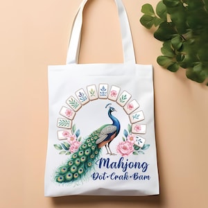 Mahjong Queen Clipart: Watercolor Peacock with Floral Mahjong Tiles (8 PNG Files, 3 Quotes) image 12