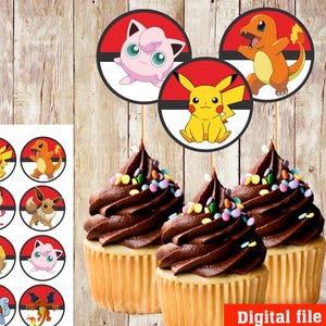 Digital file cupcake toppers - party cupcakes