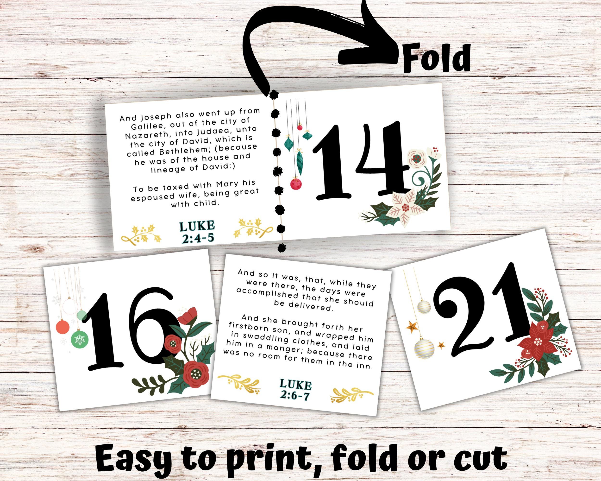 Advent Scripture Cards: 25 Days of Christmas Bible Verses, Nativity ...