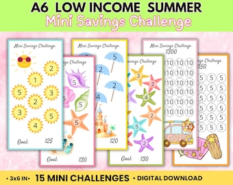 Low Income Spares Challenge Printable, A6 Mini Budget Tracker, Sommerferien 2025 Sparspiel