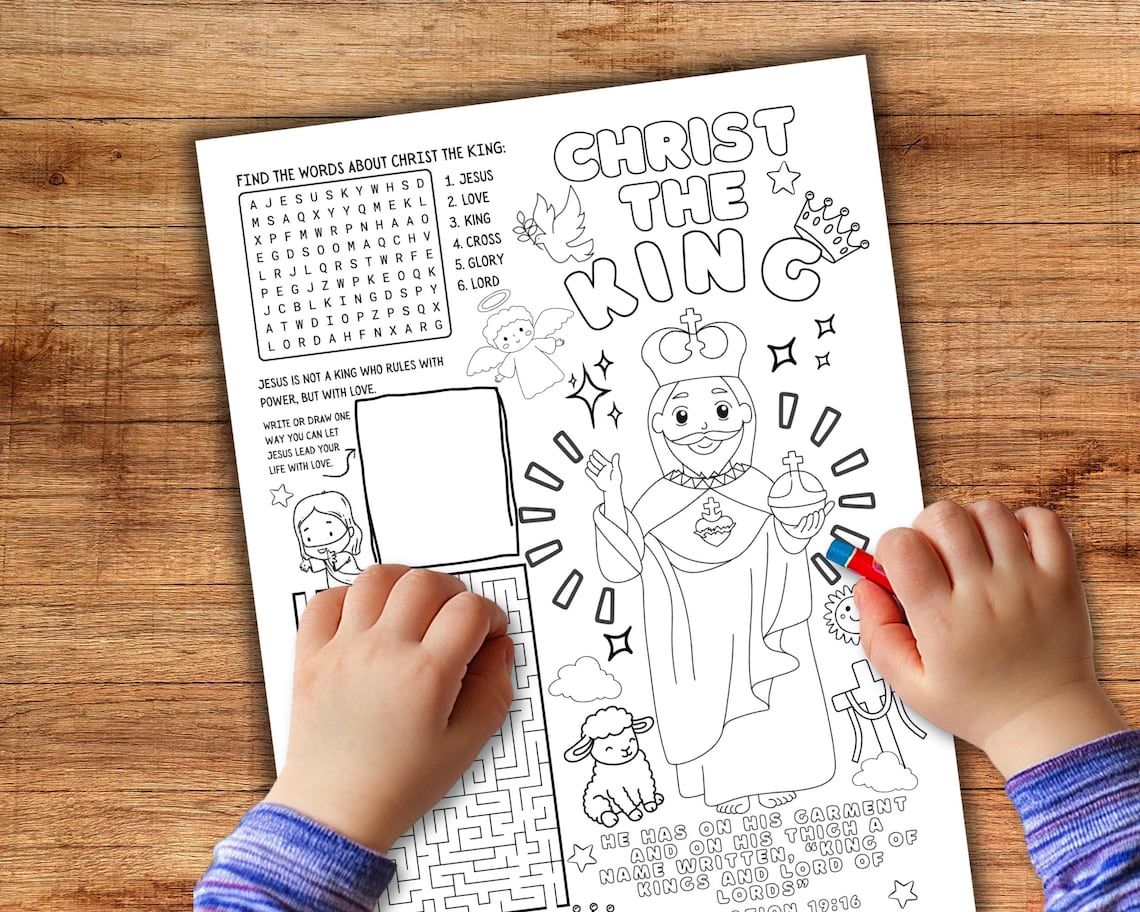 Christ the King Activity Page for Kids, Feast of Christ the King ...