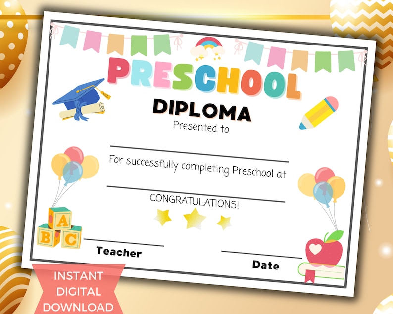Preschool Graduation Certificate Preschool Diploma Preschool Awards Preschool Graduation Certificate Preschool Diploma Preschool Awards