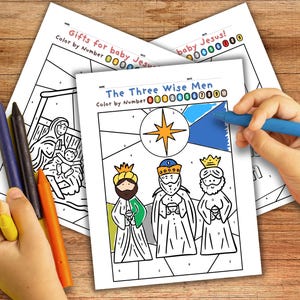 Epiphany coloring pages, Three wise men color by number easy for preschoolers, three Kings day coloring craft, matthew 22, sunday school
