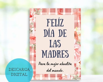 Felíz dia de las madres card, spanish Mother's day card, regalo para abuelita