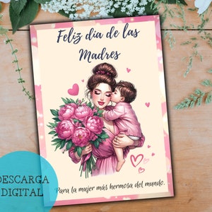 Felíz dia de las madres-kaart, Moederdagkaart in het Spaans, spaanse Moederdagkaart, gelukkige moederdagkaart Spaans