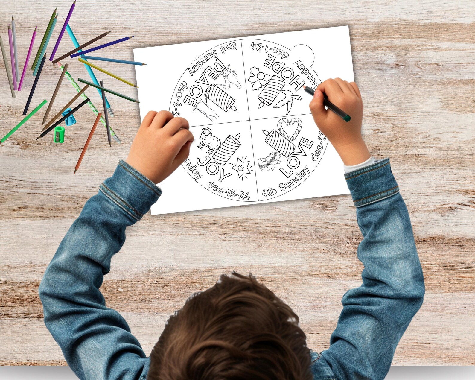 Advent Craft For Kids Spinner Wheel Advent Candle Wreath Coloring advent-craft-for-kids-spinner-wheel-advent-candle-wreath-coloring