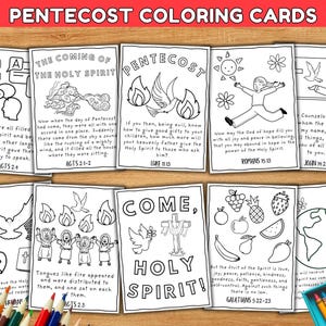 Pfingsten Handwerk für Kinder, Heiliger Geist Färbung Karten und Bibelverse, druckbare Vorschul Bibel Aktivitäten, Sonntagsschulstunde Kleinkinder