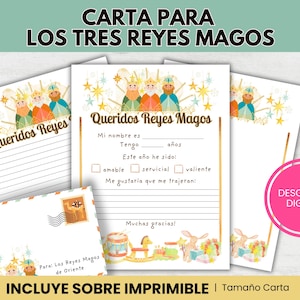 Carta para los Tres Reyes magos Imprimible, Letter To Three Wise Men in Spanish, día de reyes, epifanía, epiphany day printable for kids