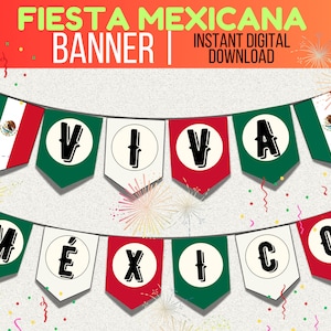 Viva México Banner, 16 de septiembre fiesta mexicana banner, mexican independence, printable decor