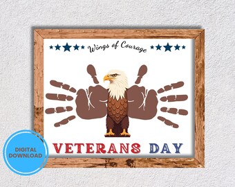 Veterans Day Handprint Craft, Printable Veterans Day Preschool Activity, School Respectful Gift, Veteran Tribute from kids and toddlers