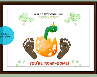 First Father's Day Footprint Art: Baby Dinosaur DIY Gift (Digital Download)