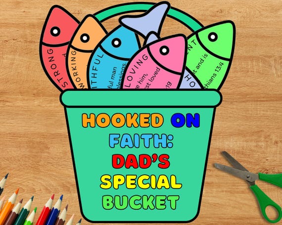 Father’s Day Bible Craft for Kids, Preschool Coloring Activity, Fishing Dad Church Lesson