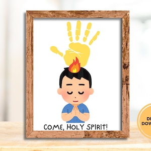 Pentecost Craft for kids, Preschool Handprint art craft, Come Holy Spirit Printable Activity, Sunday School Lesson, Christian kids craft