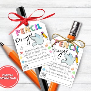 Pencil Prayer Tag, Back to School Blessings Kit, Printable First Day of Children&#39;s Ministry