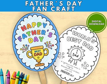 Religious Father’s Day Craft, Father’s Day Bible Fan Craft for Kids, Preschool Coloring Activity, Dad Church Lesson, sunday school lesson