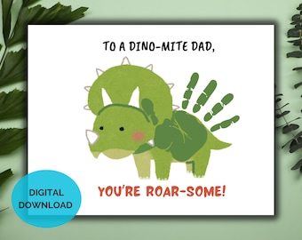 Dinosaur Handprint Father's Day Art: DIY Keepsake Card (Digital Download)