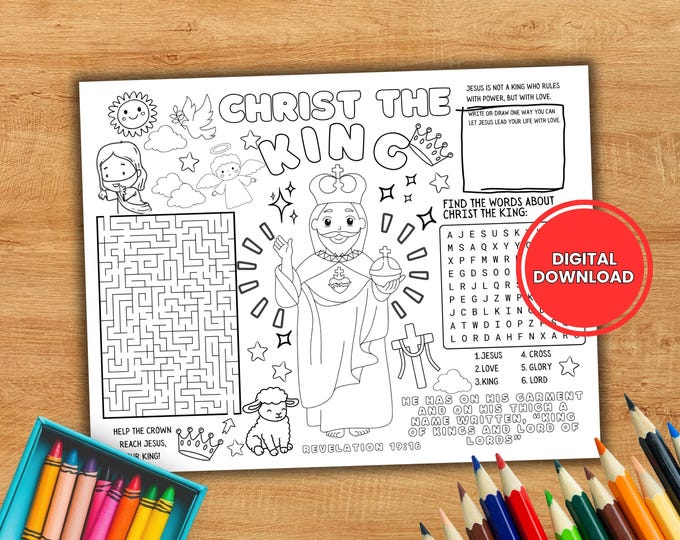 Christ the King Activity Page for Kids, Feast of Christ the King ...