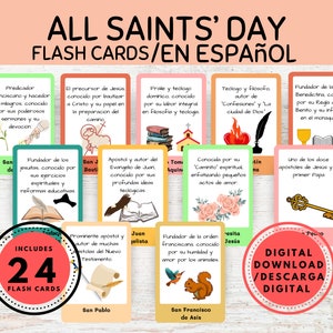 Activités de la Toussaint pour les élèves du primaire, Día de todos los Santos para niños, cartes flash catholiques à imprimer, activité pour l'école du dimanche