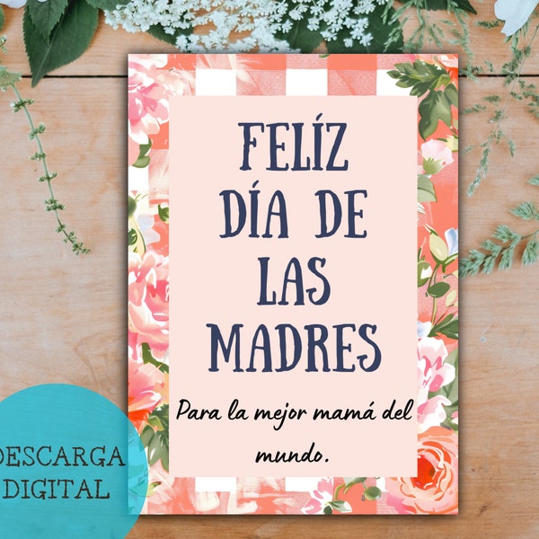 Felíz dia de las madres card, Mother's day card en español, spanish Mother's day card, happy mother's day card español