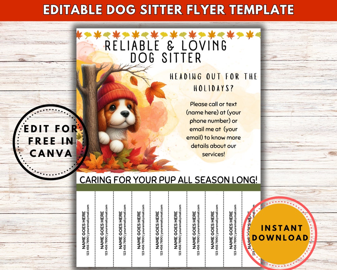 Editable Pet Sitter Flyer Template Dog Sitter Flyer Doggy Daycare