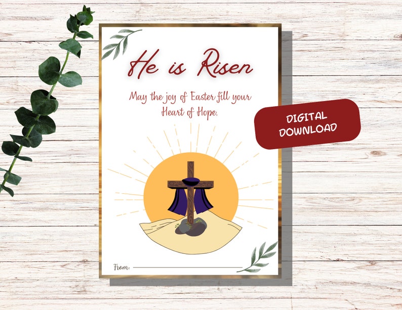 Easter Card He is Risen, Jesus,
